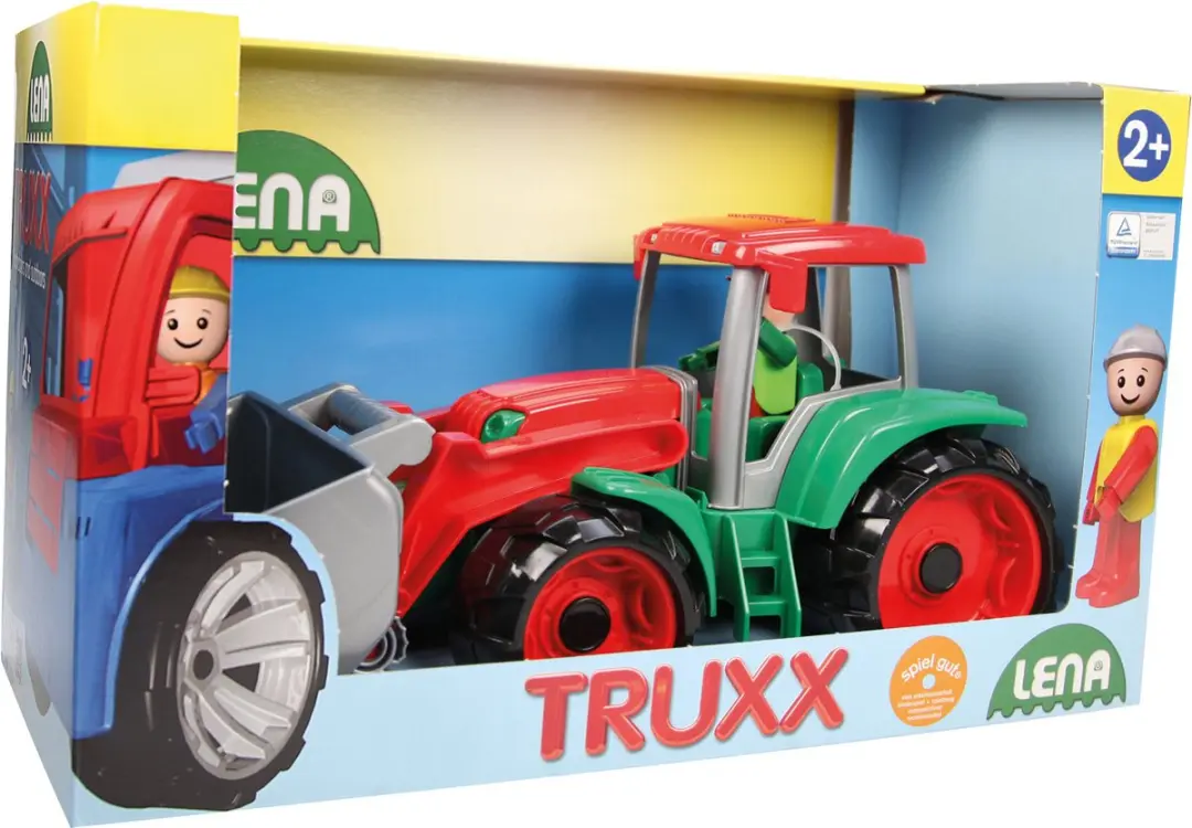 Lena Tractor Truxx SM04417 Speelgoedtrekker - 38,1x16,5cm - Rood/Groen
