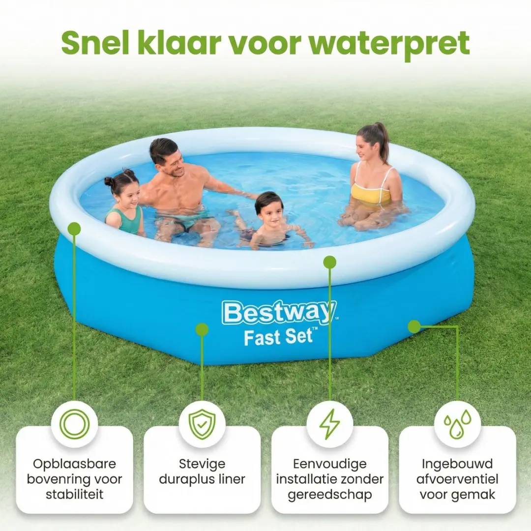 Bestway Fast Set Zwembad 305x66cm - 3200L - Blauw