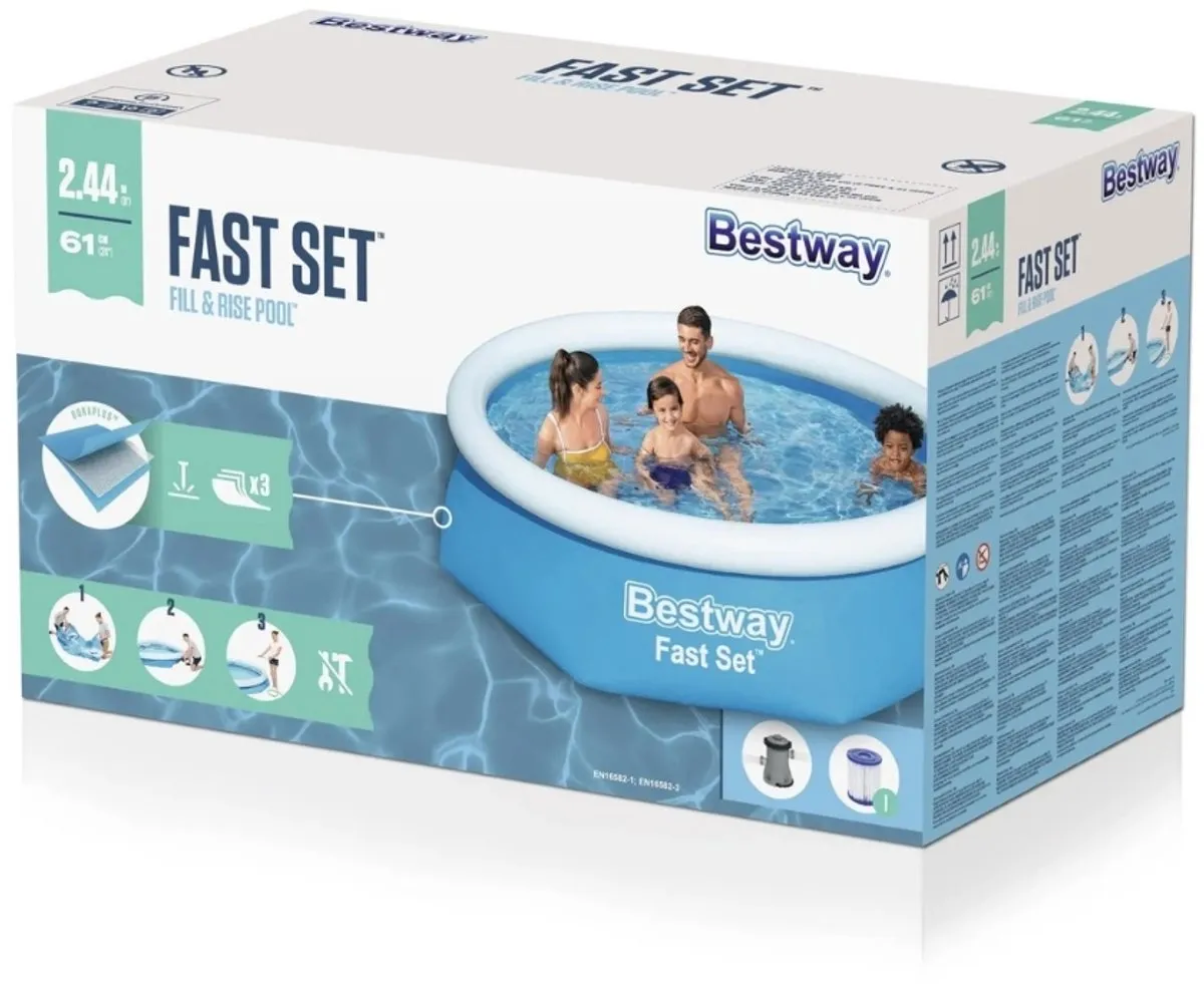 Bestway Fast Set Opblaaszwembad Ø244cm - 1880L - Blauw