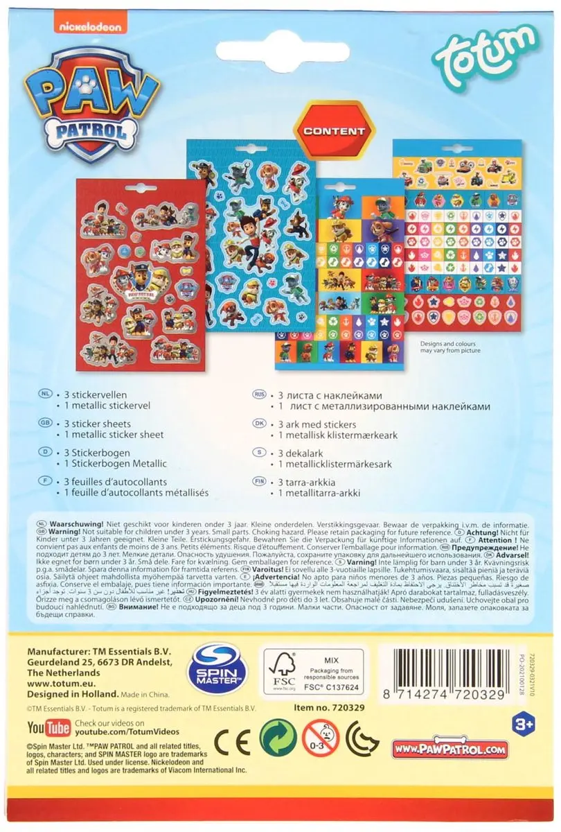 PAW Patrol Stickerboek - 150 Stickers - 4 Bladen - Multicolor