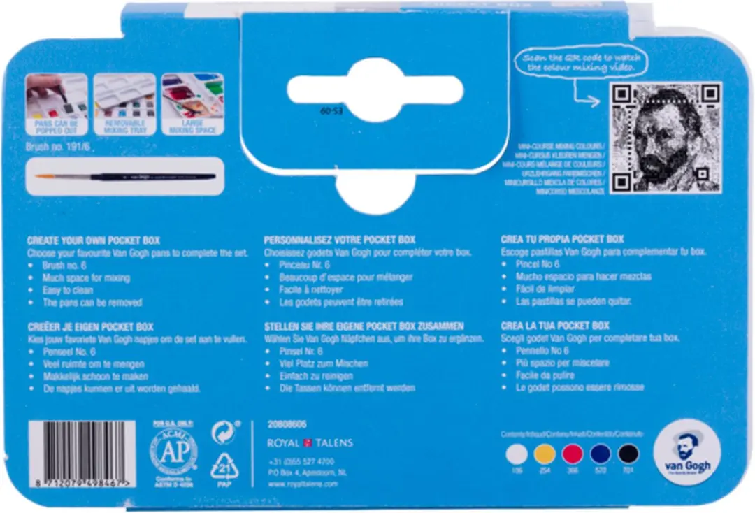 Van Gogh Aquarelverf Pocket Box - 5 Primaire Kleuren - 130g