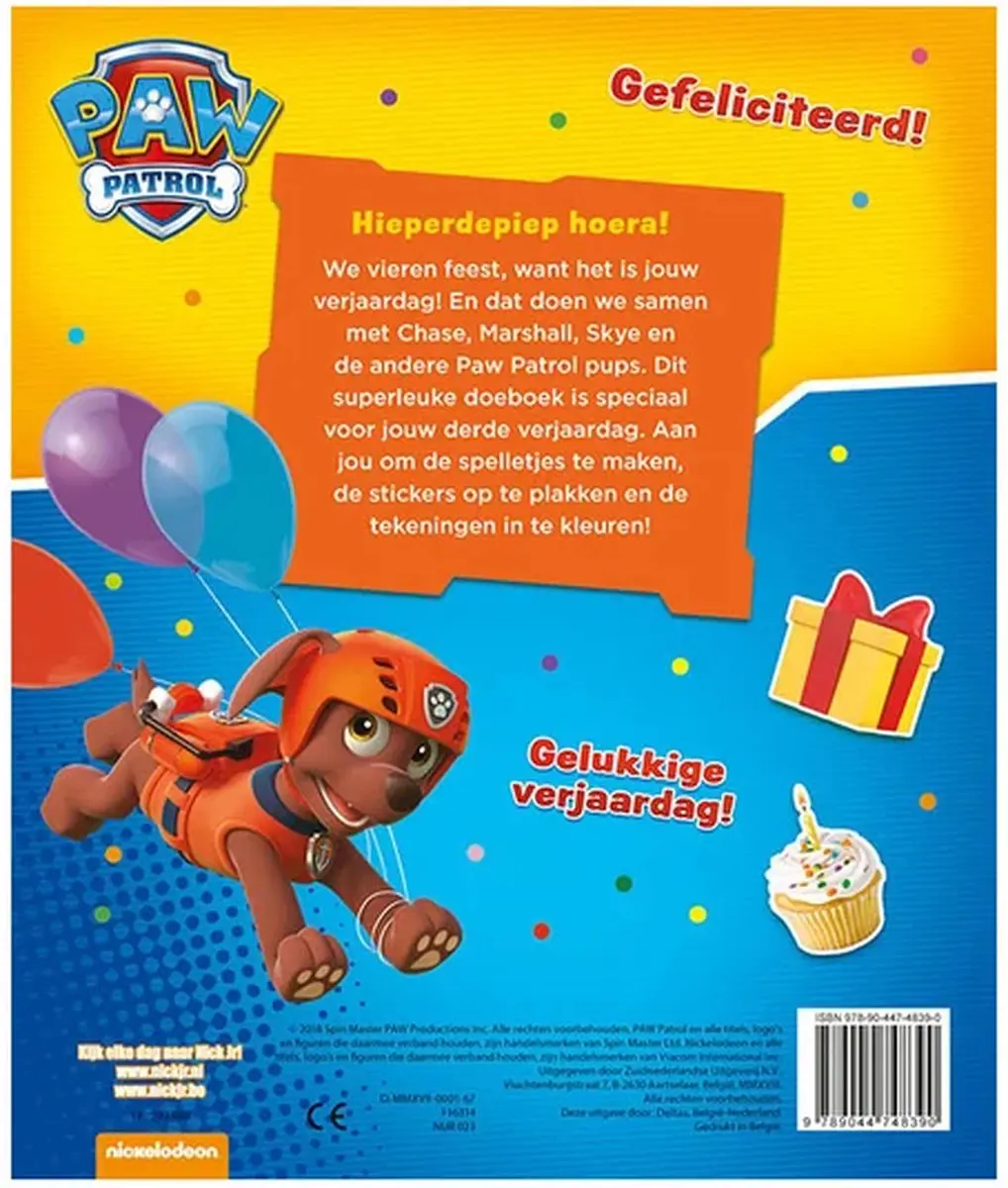 PAW Patrol Verjaardagsboek - 16 Pagina's - Blauw/Geel