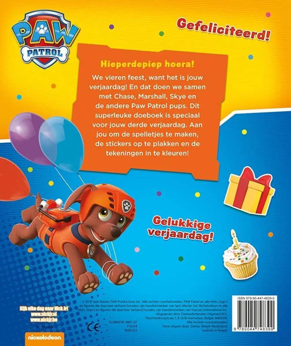 PAW Patrol Verjaardagsboek - 16 Pagina's - Blauw/Geel