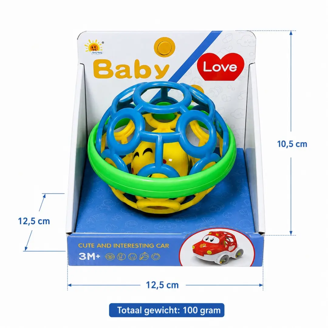 Ledy Toys Oball Rammelaar - Siliconen Gripbal Rood/ Groen