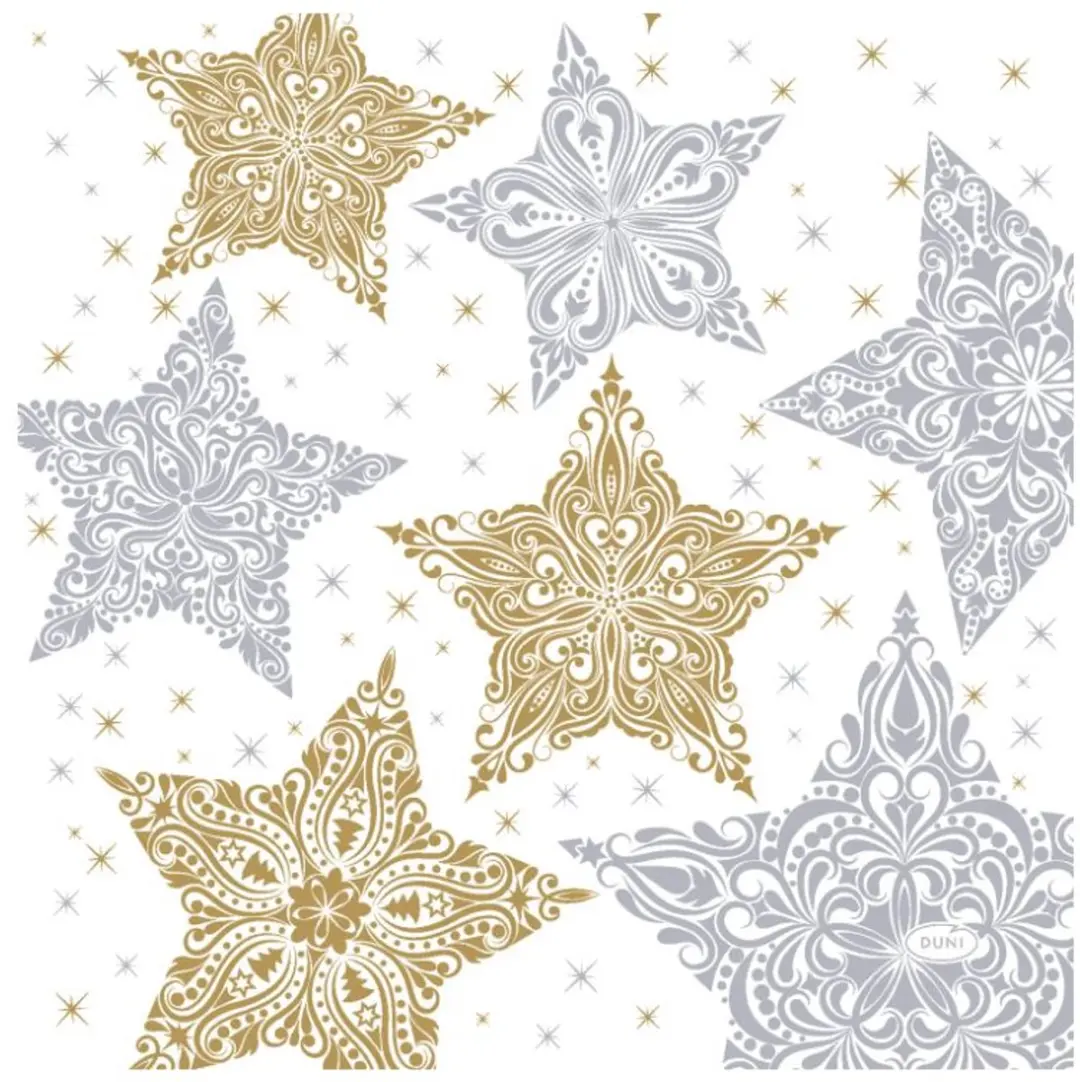 Duni Snow Stars Servetten 33x33cm