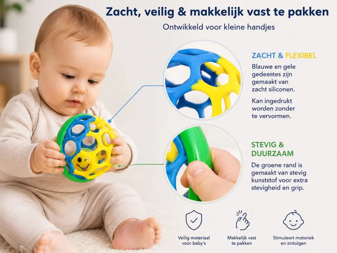 Ledy Toys Oball Rammelaar Blauw/Geel