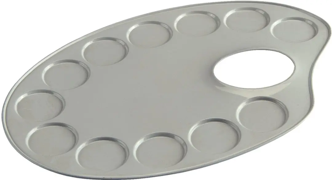Talens Ovalen Metaal Palet 12 Compartimenten 12,6x18,5cm