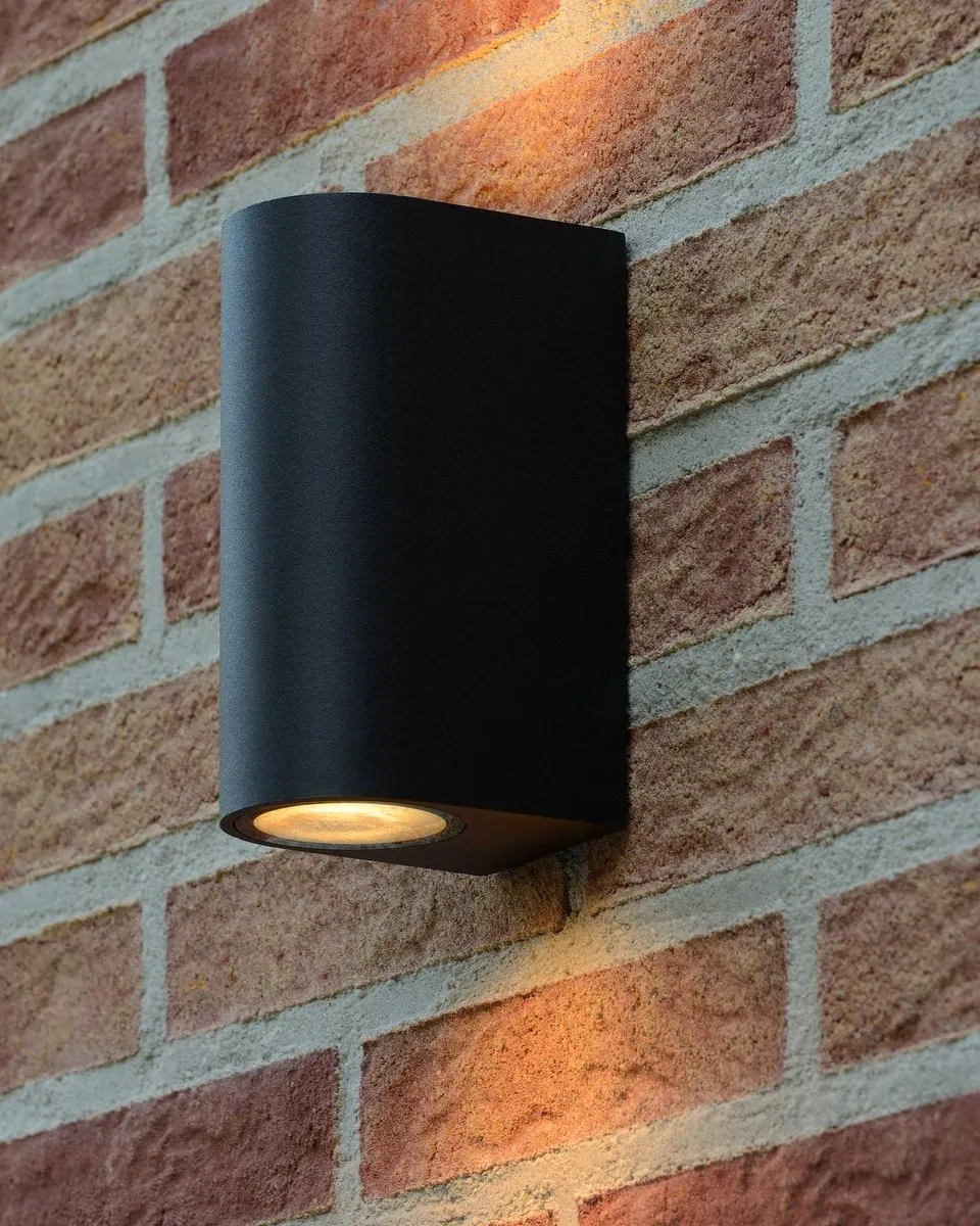 Lucide ZARO Wandspot 2xGU10 - IP44 Zwart