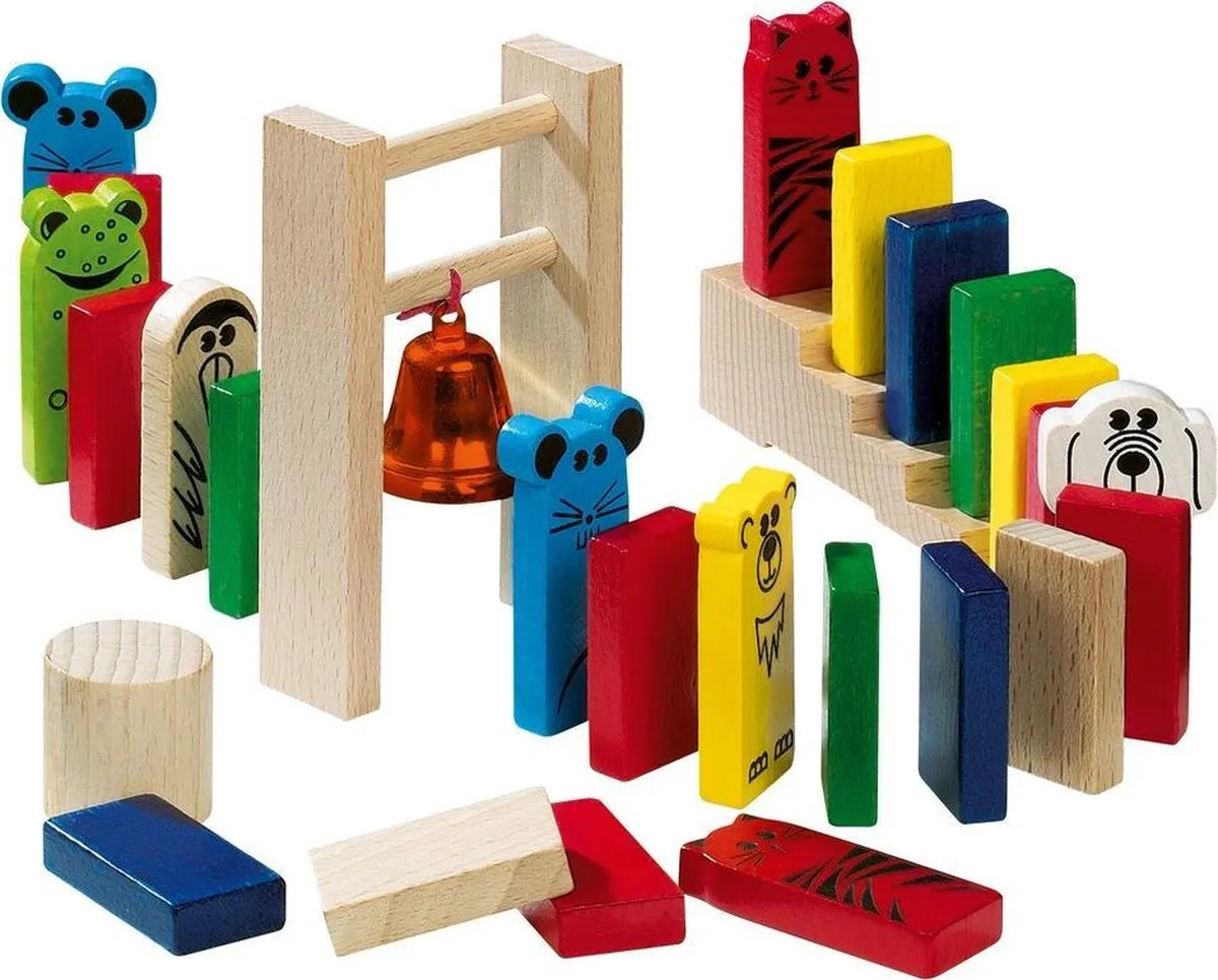 Haba Domino Speelset - 263-delig met dominostenen en blokken - Houten
