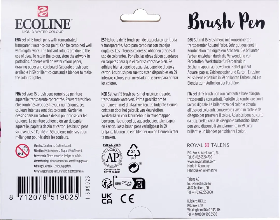 Ecoline Brush Pen Set 15 Stuks