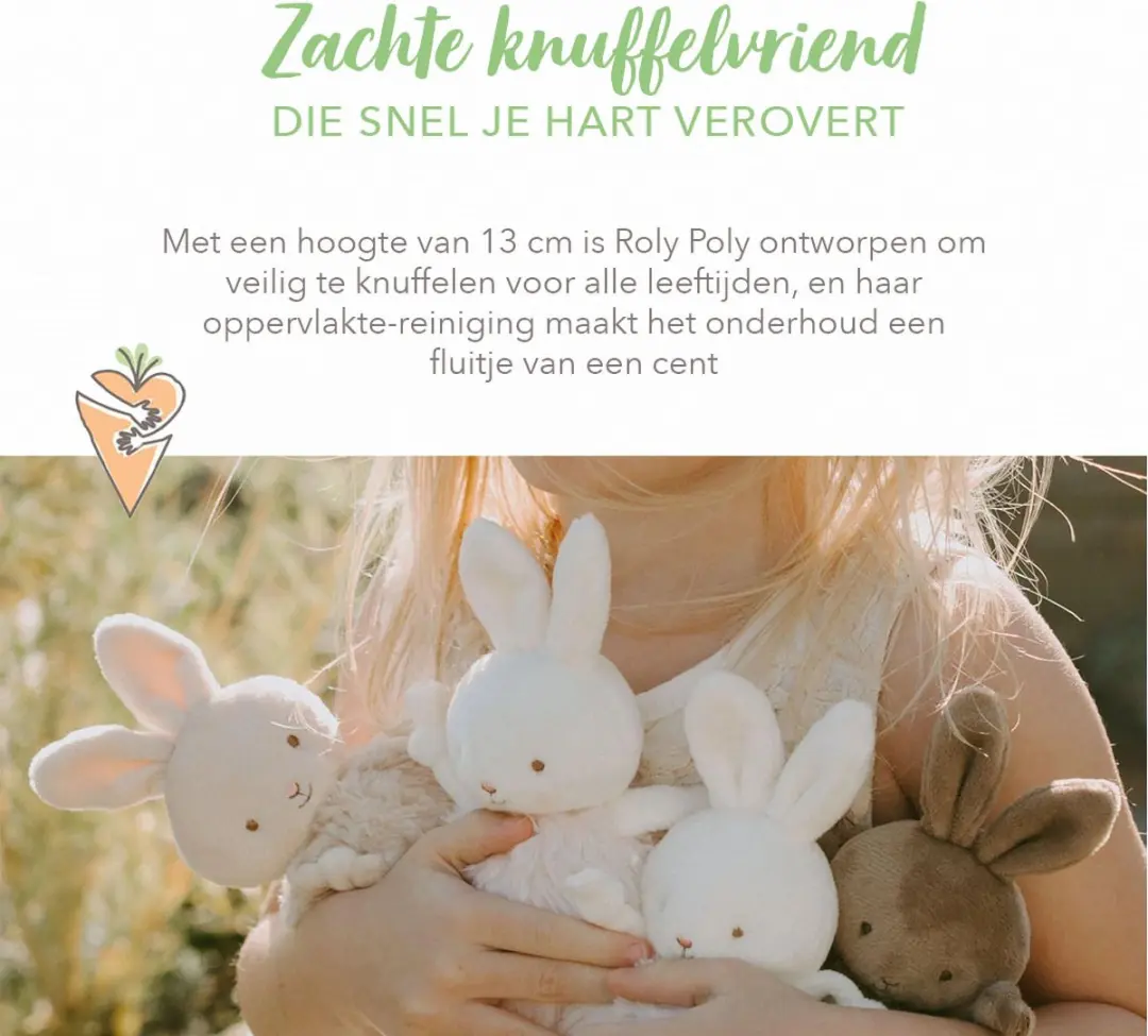 Bunnies By The Bay Roly Poly Knuffel Konijn - 13cm - Bruin