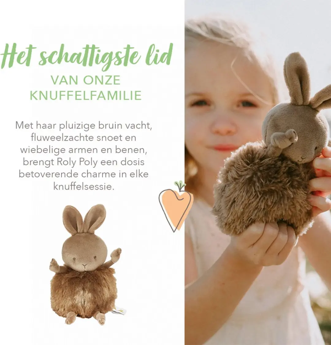 Bunnies By The Bay Roly Poly Knuffel Konijn - 13cm - Bruin
