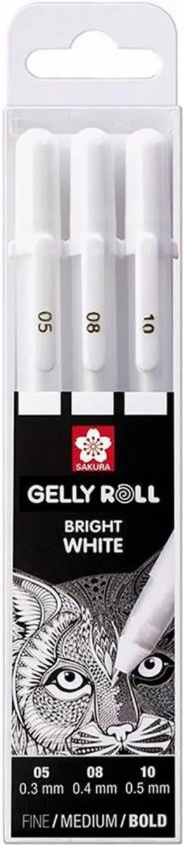 Sakura Basic Set Gelpennen - 3 Stuks - Zuiver Wit
