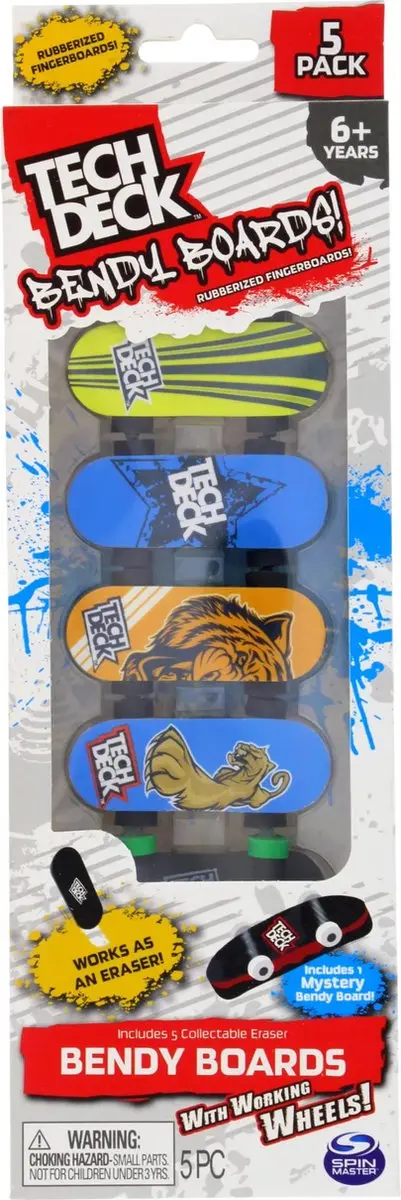 Spin Master Teck Deck Bendy Boards - 5 Stuks - Mini Skateboards