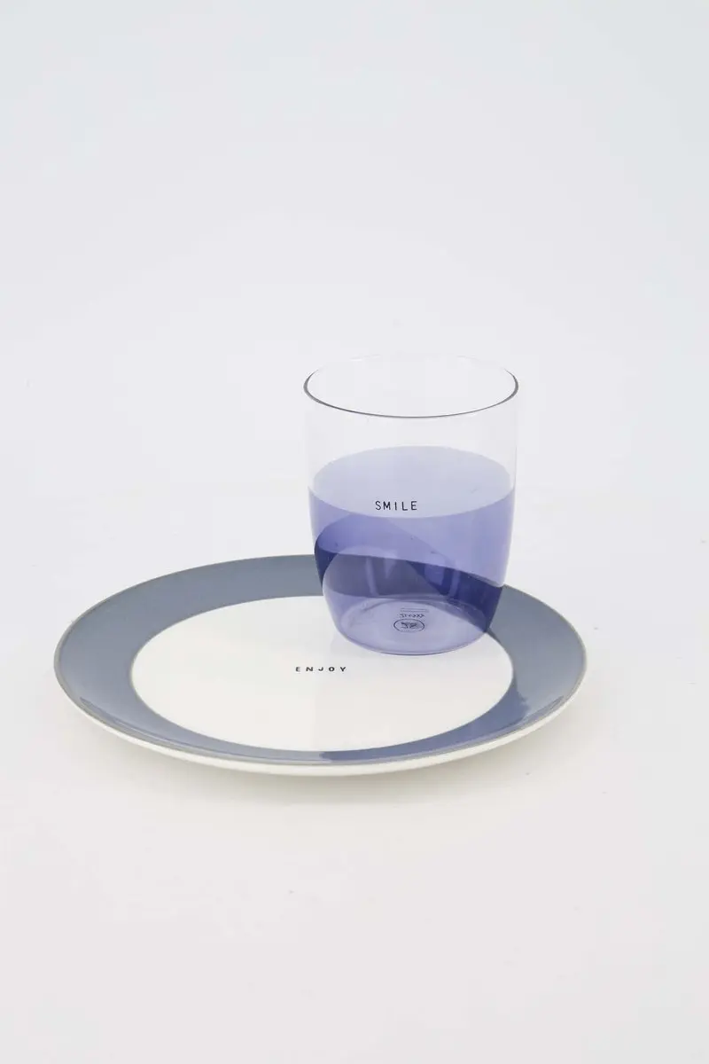 Zusss Ontbijtbordje Enjoy & Drinkglas Smile