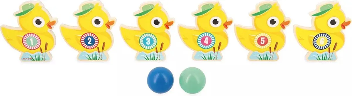 Janod Applepop Bowling Eendjes - 6 Kegels & 2 Ballen