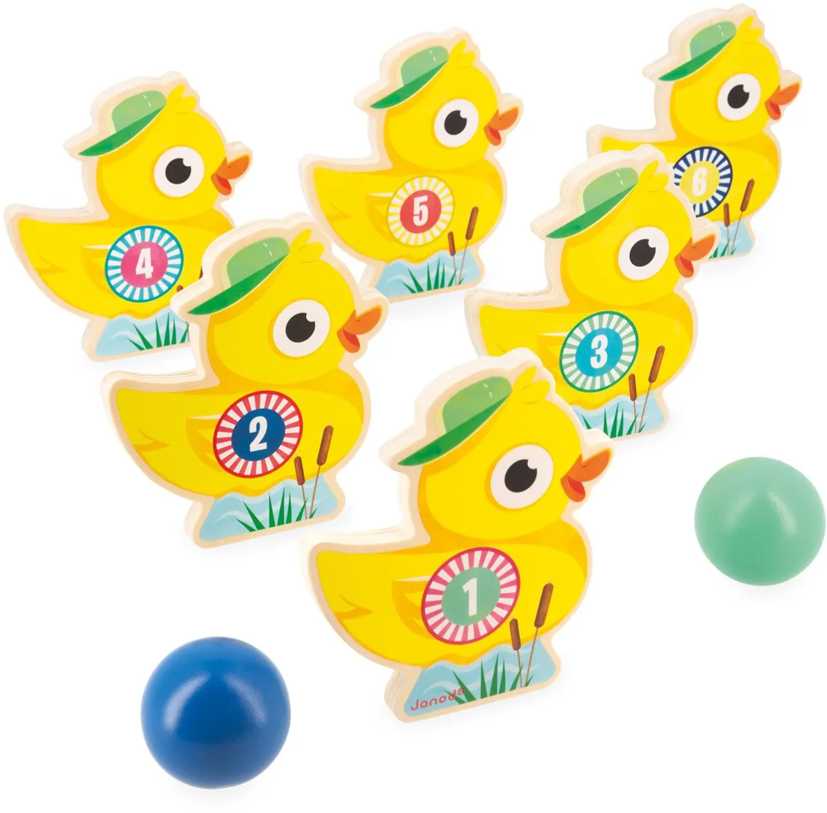 Janod Applepop Bowling Eendjes - 6 Kegels & 2 Ballen
