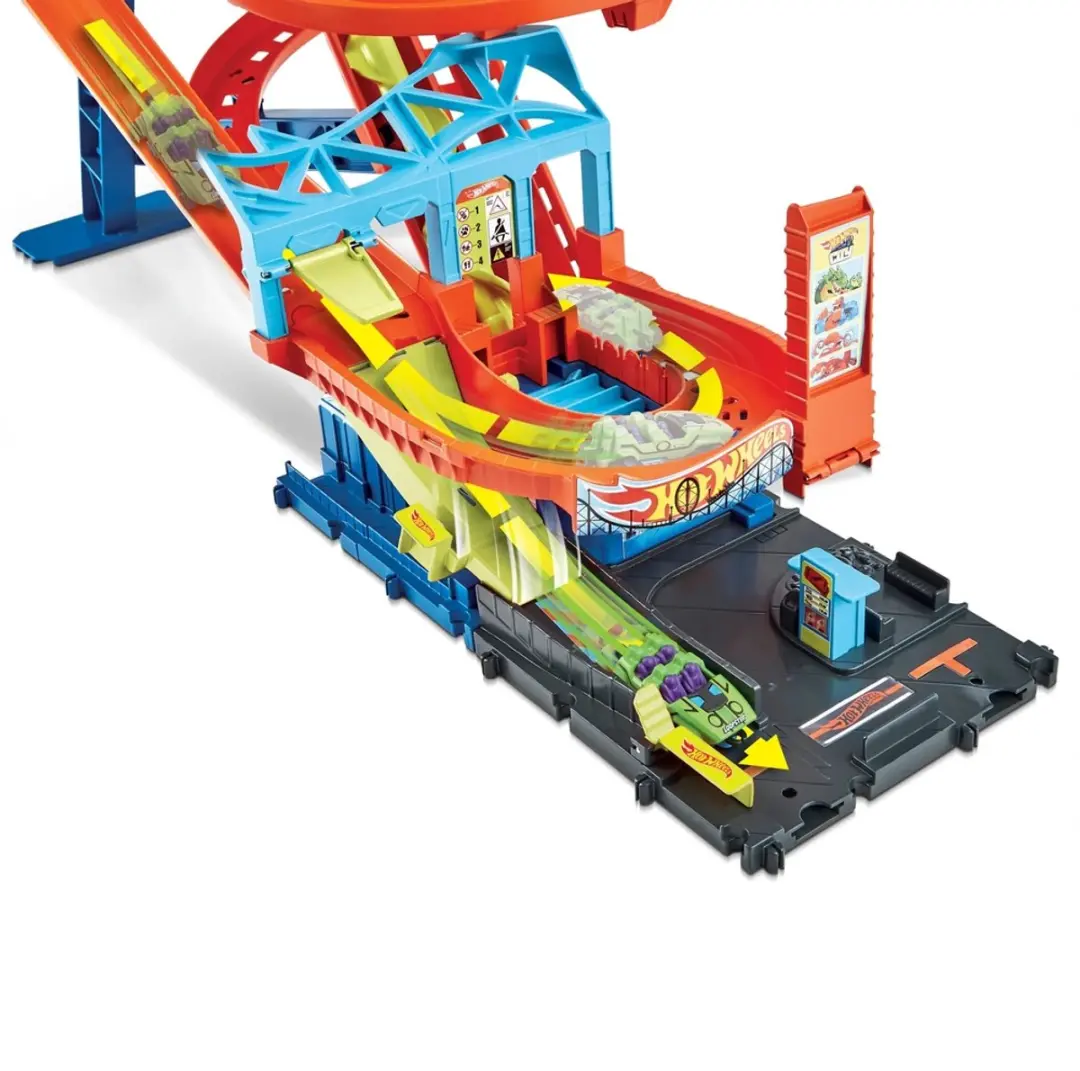Hot Wheels City Roller Coaster Rally Racebaan - 5 Auto's