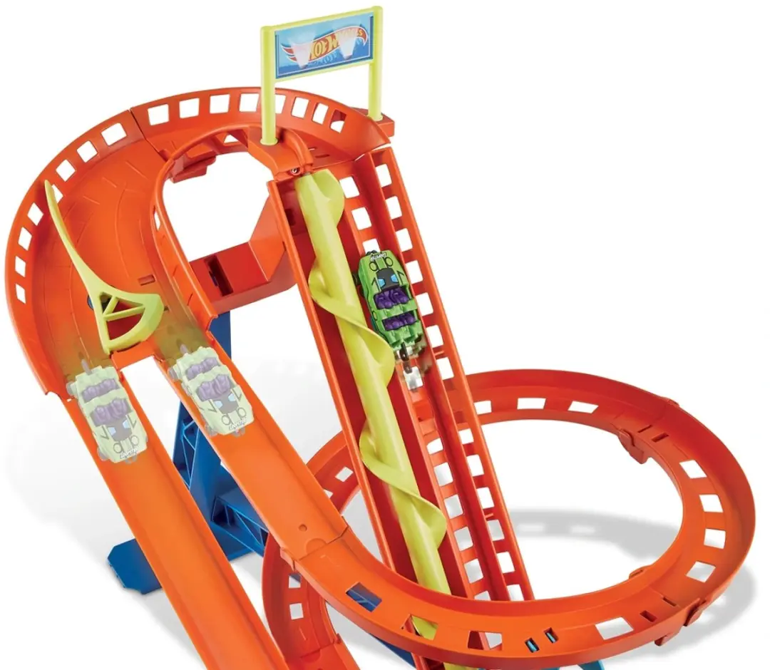 Hot Wheels City Roller Coaster Rally Racebaan - 5 Auto's