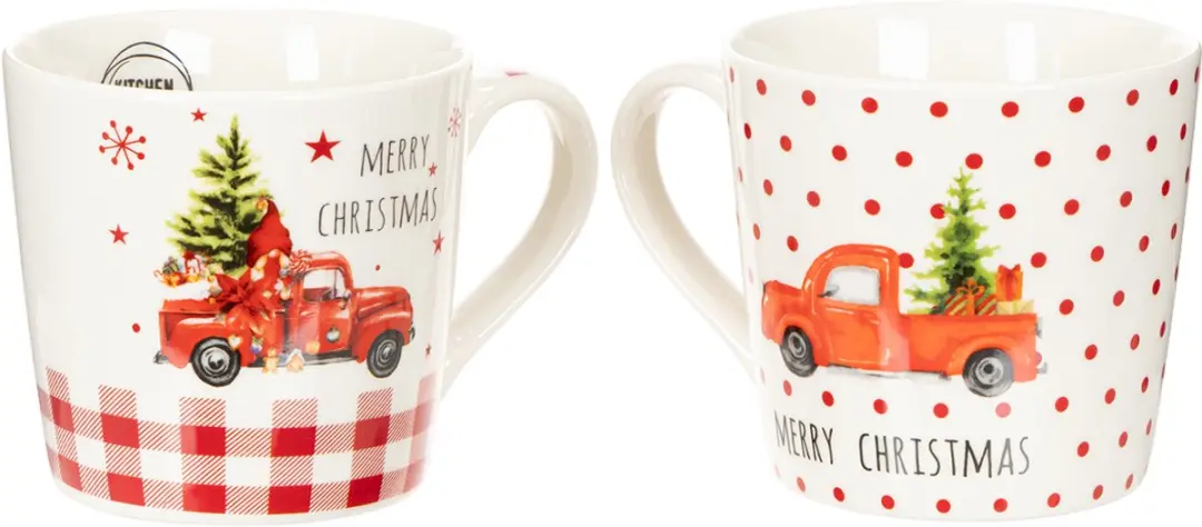 Kaemingk Kerstmok Auto & Kerstboom - 2 Stuks - 10cm - Multicolor