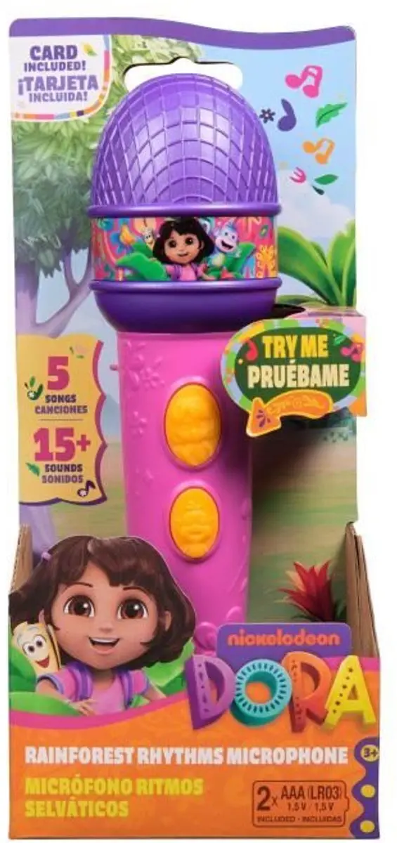 Spin Master Dora Microfoon - 4 Liedjes 9 Geluiden - Paars/Rozig