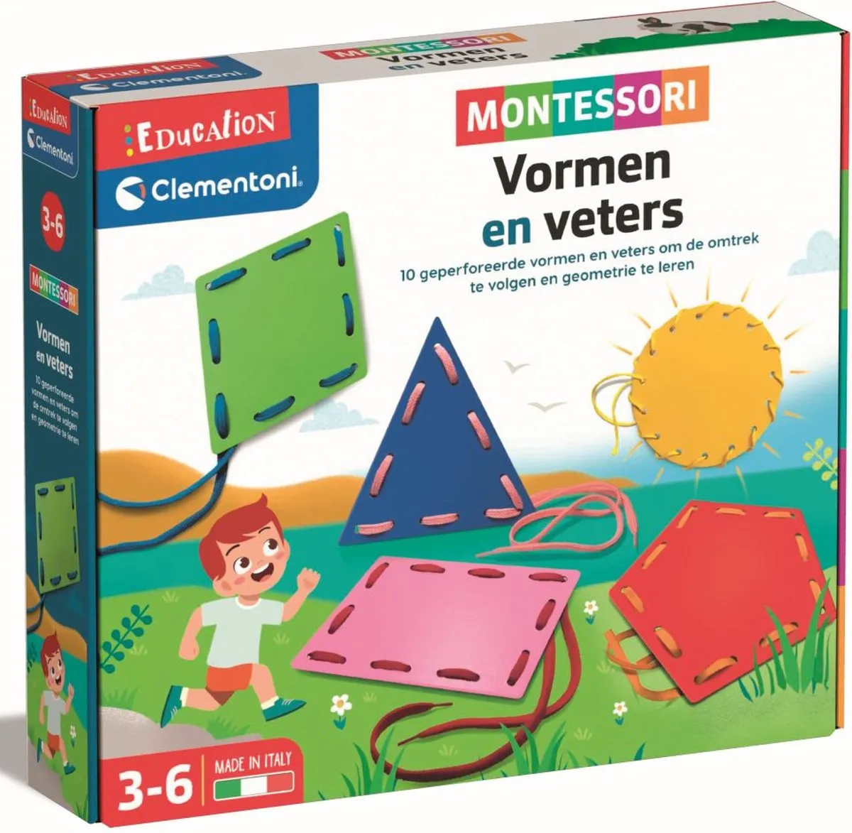 Clementoni Montessori Shapes & Laces - Multicolor