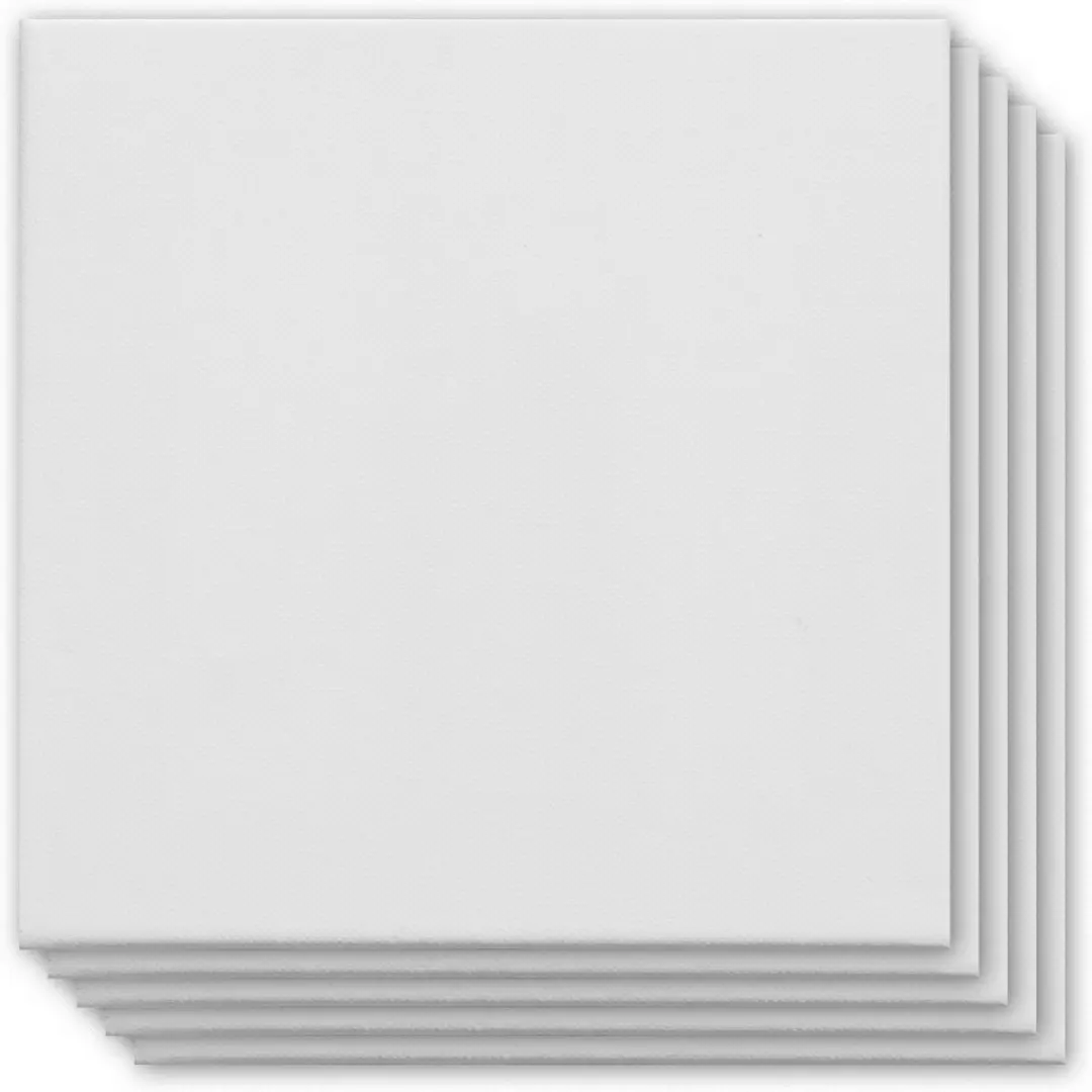 Kangaro Canvaspaneel 20x20cm - 5 Stuks - 3mm Board - 280gr Katoen - Wit