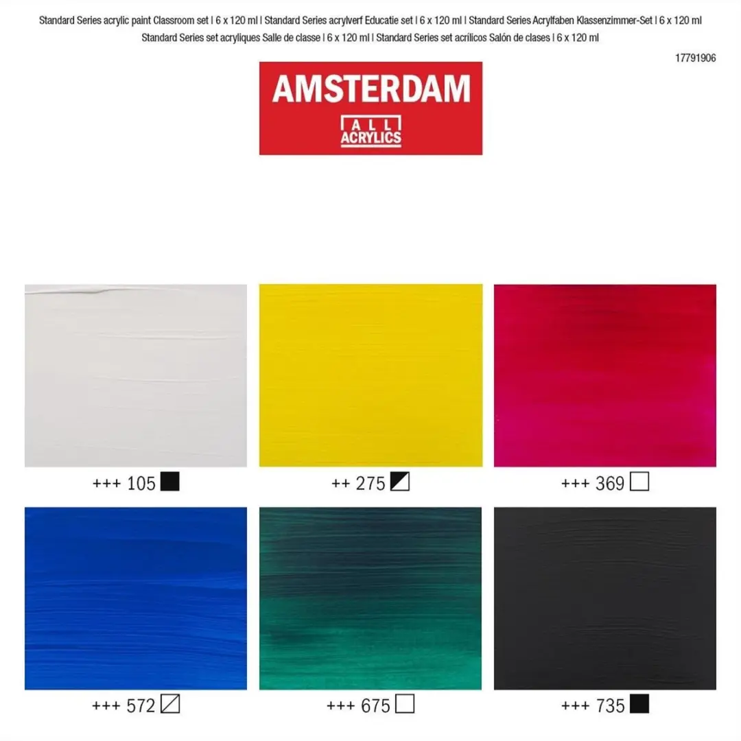 Amsterdam Standard Series Acrylverf Educatie Set 6x120ml - Assorti - afbeelding 6 van 6