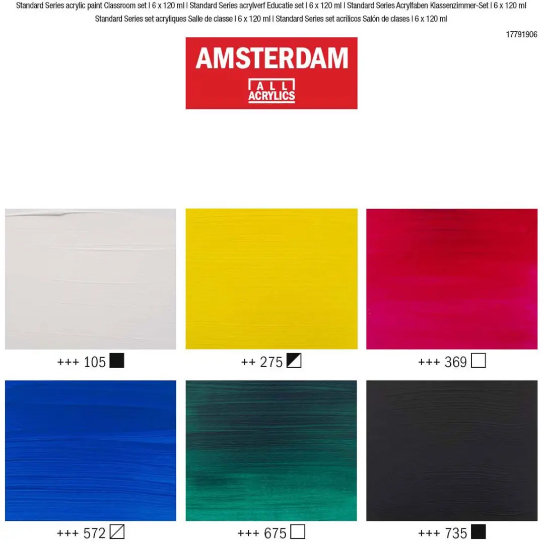 Amsterdam Standard Series Acrylverf Educatie Set 6x120ml - Assorti