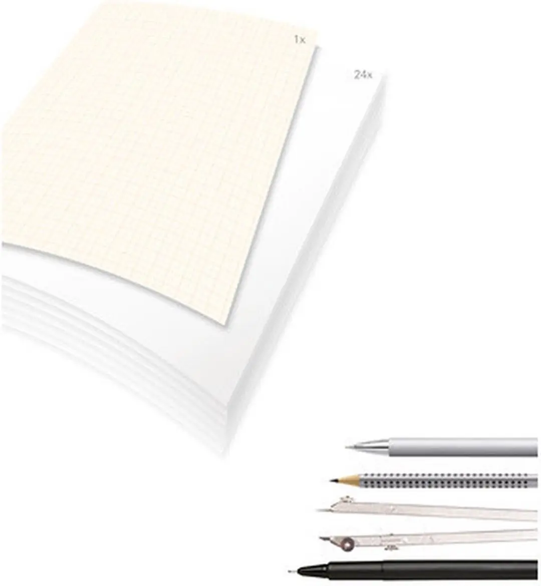 Kangaro A3 Transparant Tekenpapier - 24 Vel 80g - 3 Stuks