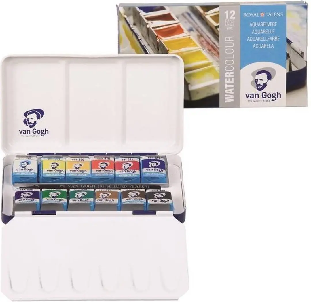 Van Gogh Aquarelverfset 12 Kleuren - Metalen Set