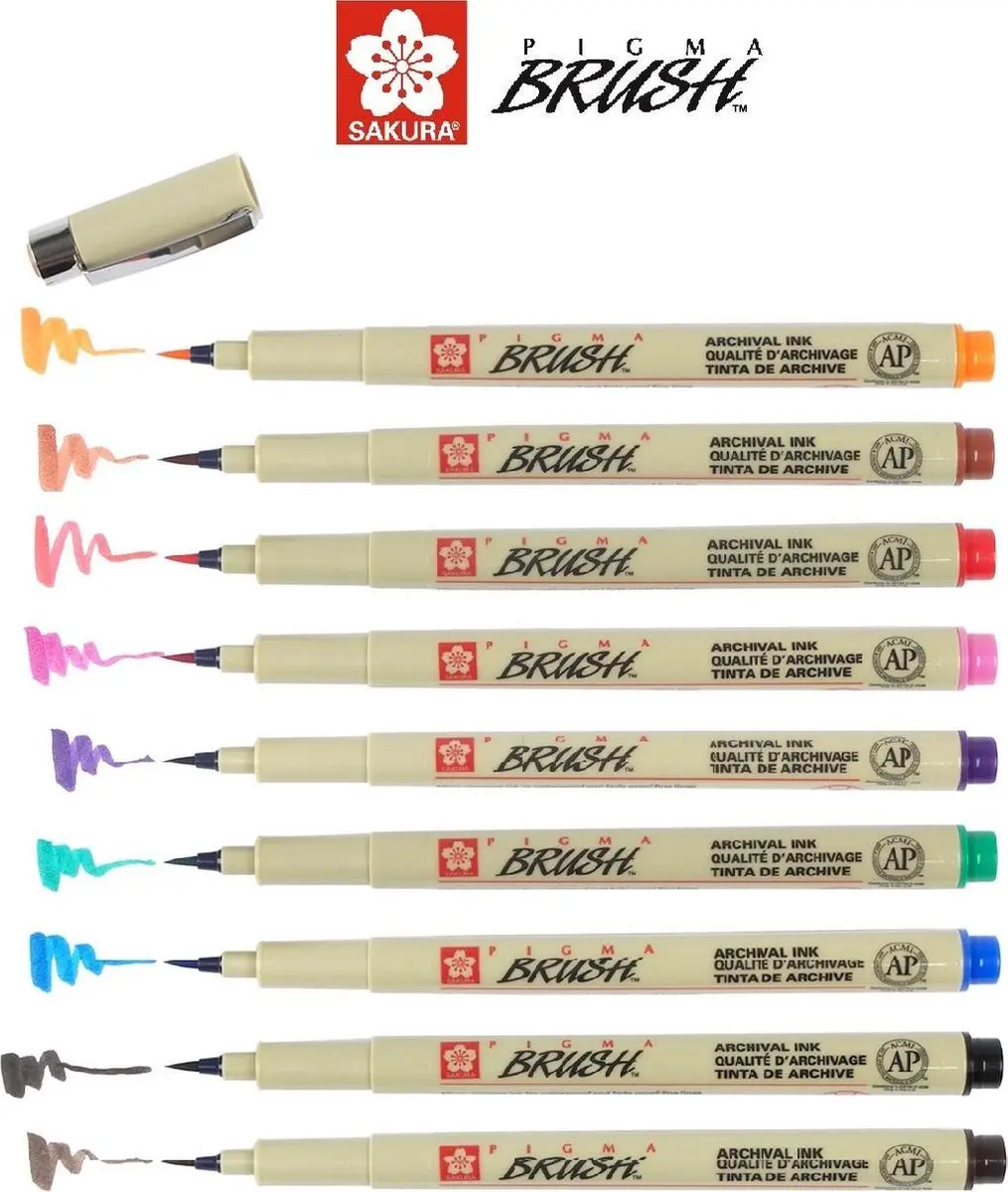 Sakura Pigma Penseel Etui - 9 Stuks Multicolor - afbeelding 6 van 6