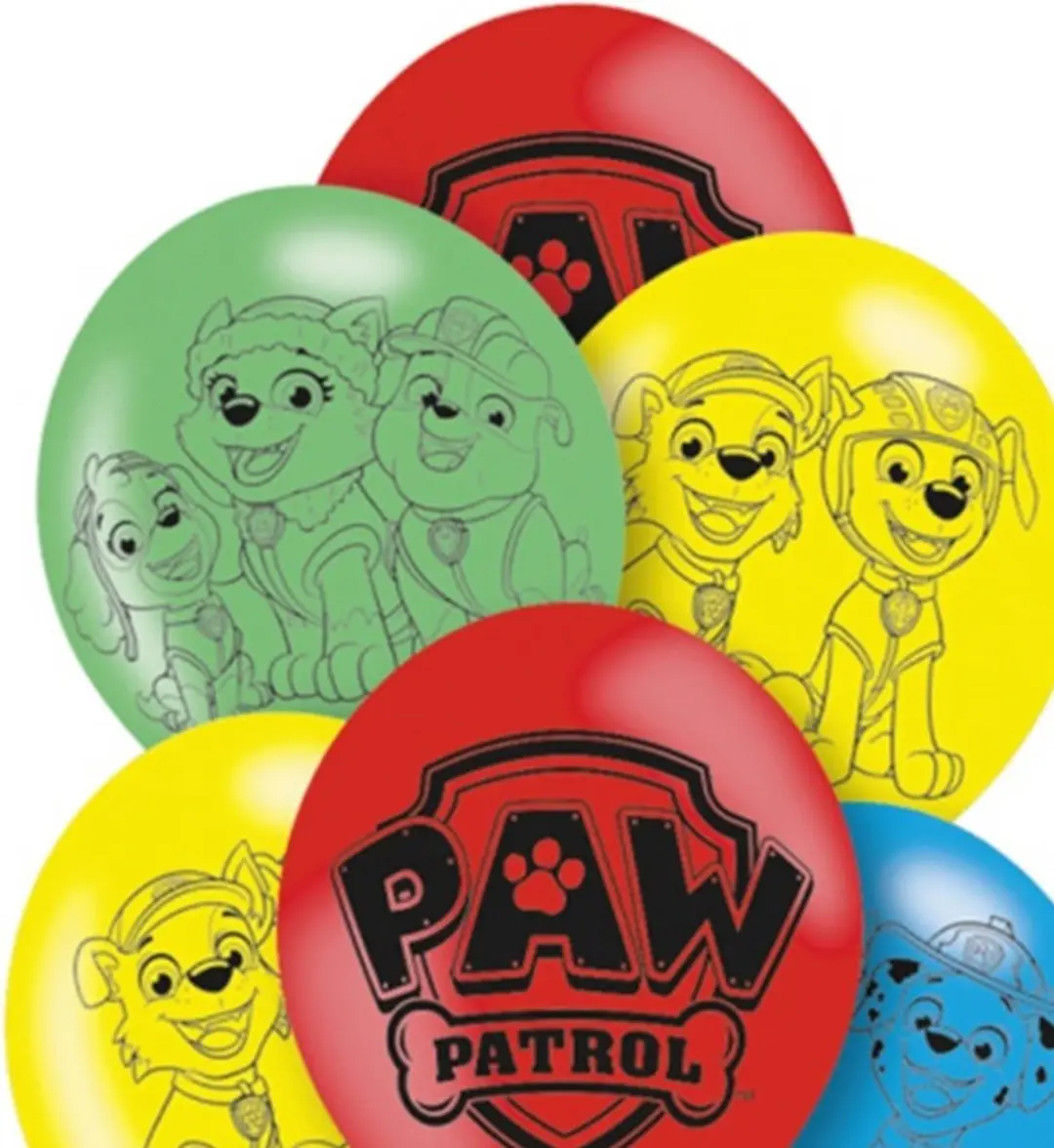 PAW Patrol Ballonnen - 6 Stuks - Multi Kleur - 28cm
