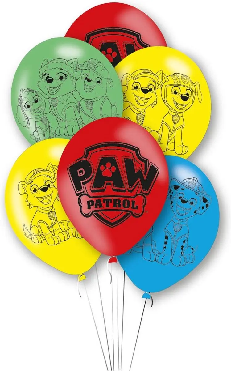 PAW Patrol Ballonnen - 6 Stuks - Multi Kleur - 28cm