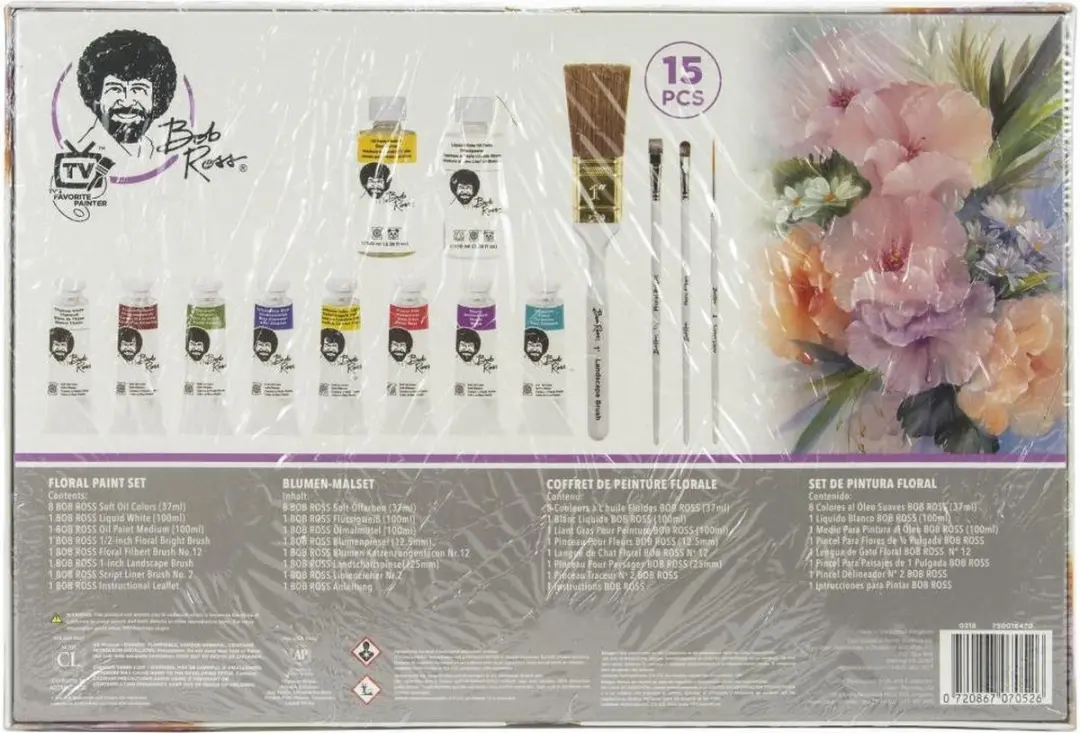 Bob Ross Flower Paint Set - 8 Kleuren - 15 Stuks