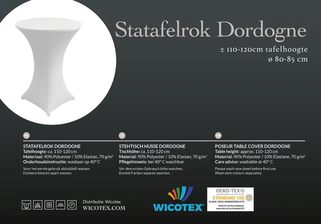 Wicotex Statafelhoes 80x110cm Wit