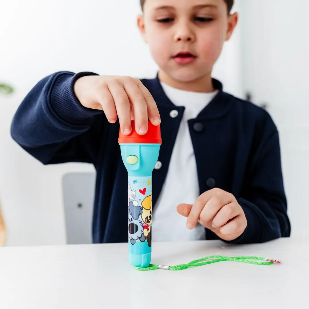 Woezel & Pip Kinderzaklamp - Blauw/Rood/ Groen