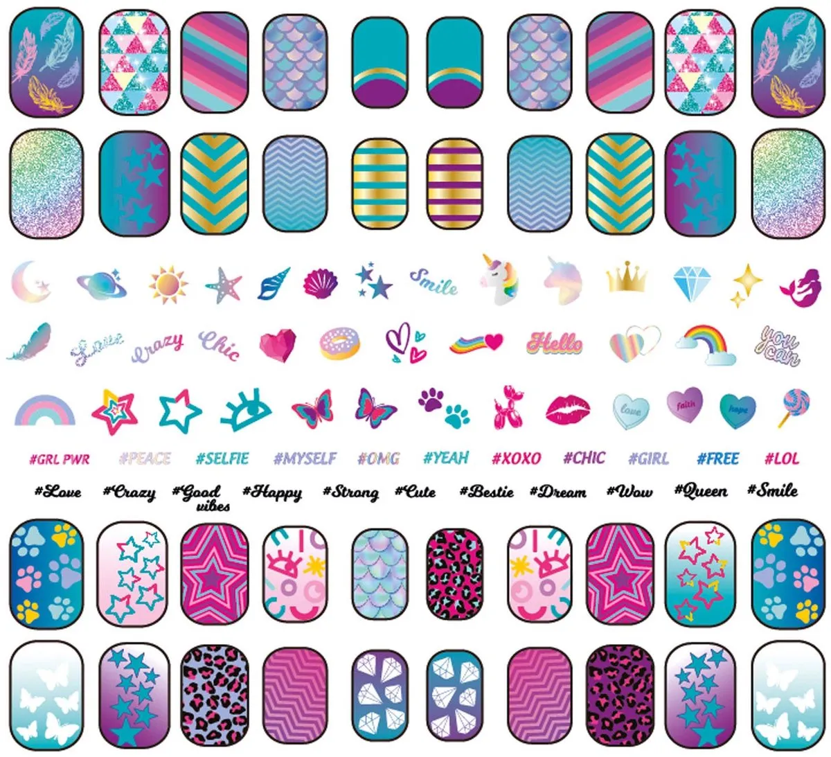Clementoni Crazy Chic Shiny Nails Nagelset - 64ml - Meerkleurig