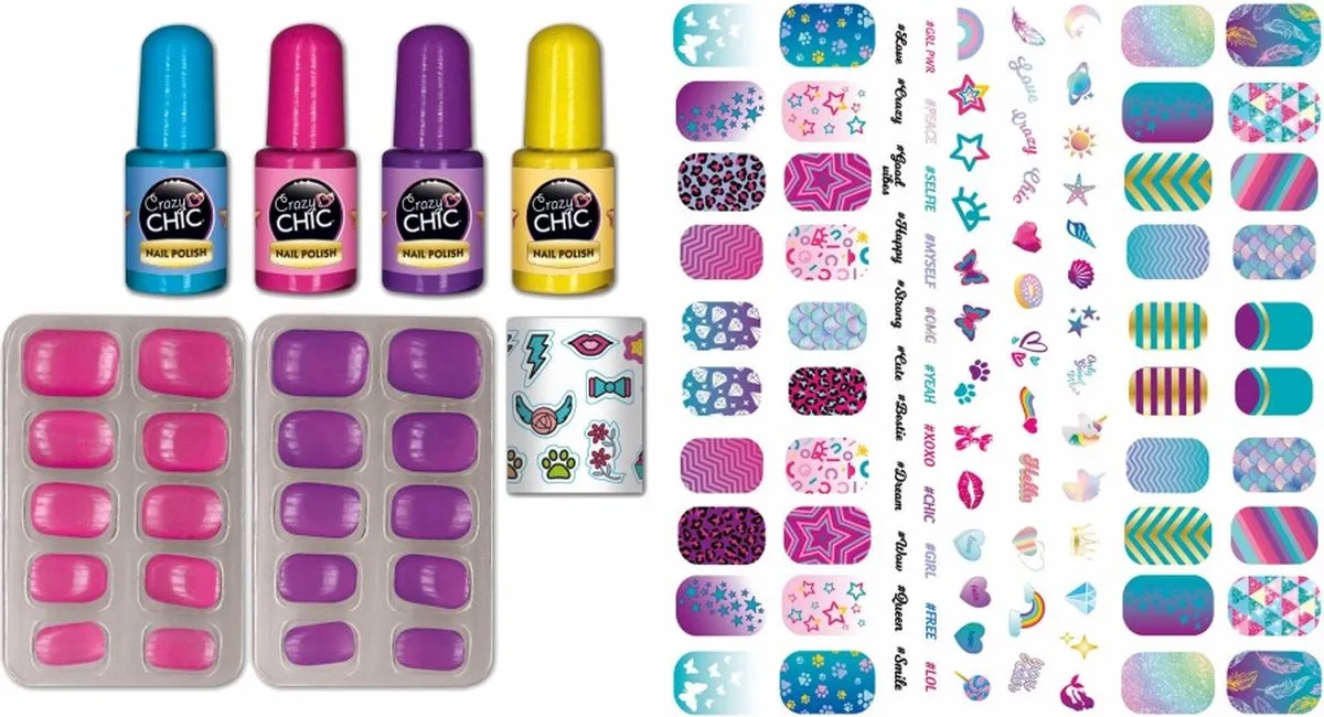 Clementoni Crazy Chic Shiny Nails Nagelset - 64ml - Meerkleurig