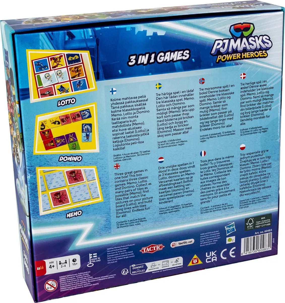 Tactic PJ Masks 3-in-1 Spellenverzameling - Memo Lotto Domino - 60483