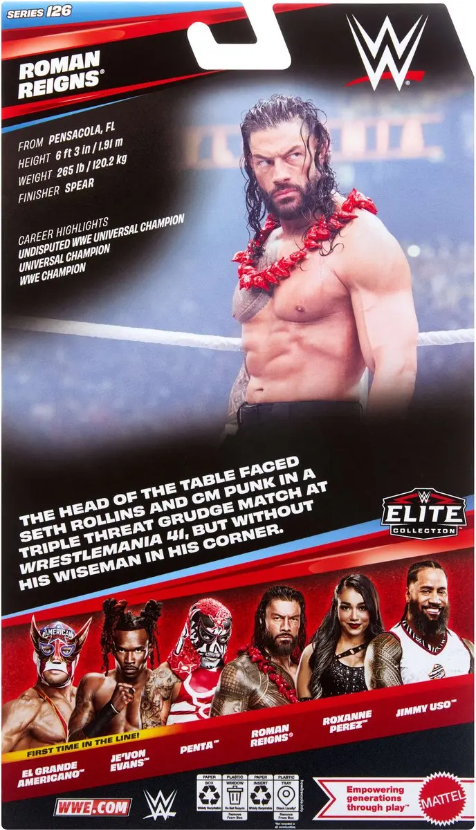 Mattel WWE Elite Collection Roman Reigns Action Figure JHT89 - Meerkleurig