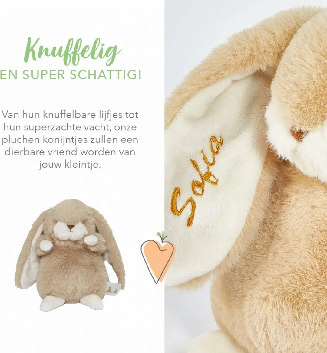 Bunnies By The Bay Nibble Knuffelkonijn - Amandel - 20 cm