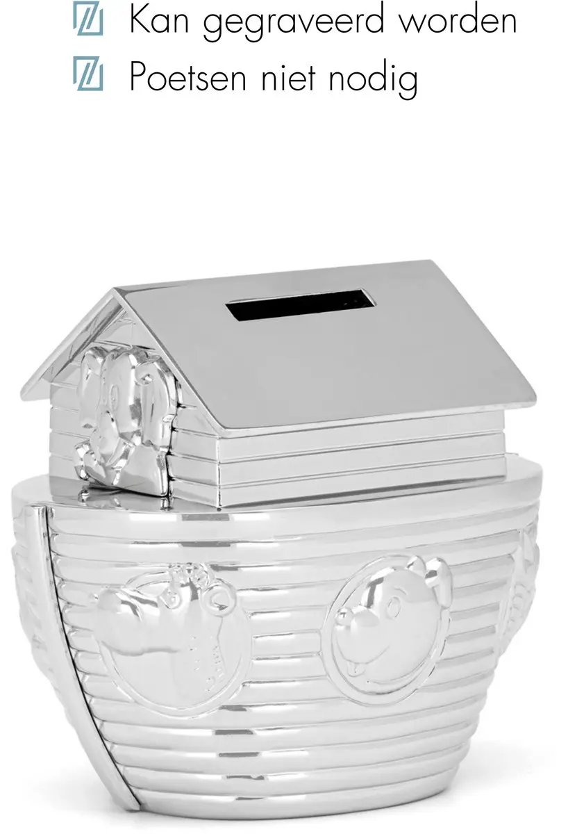 Zilverstad Spaarpot Noah's Ark - Verzilverd