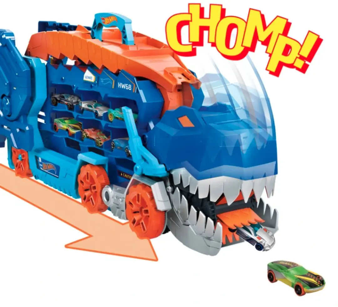 Hot Wheels City Ultimate T-Rex Transporter - 2 Auto's - afbeelding 6 van 6