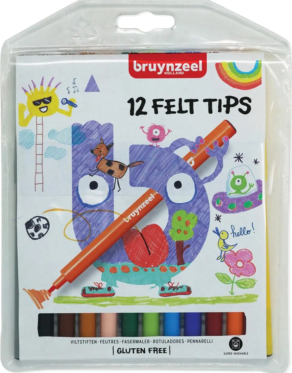 Bruynzeel Kids 12 Viltstiften - Meerkleurig - afbeelding 6 van 6