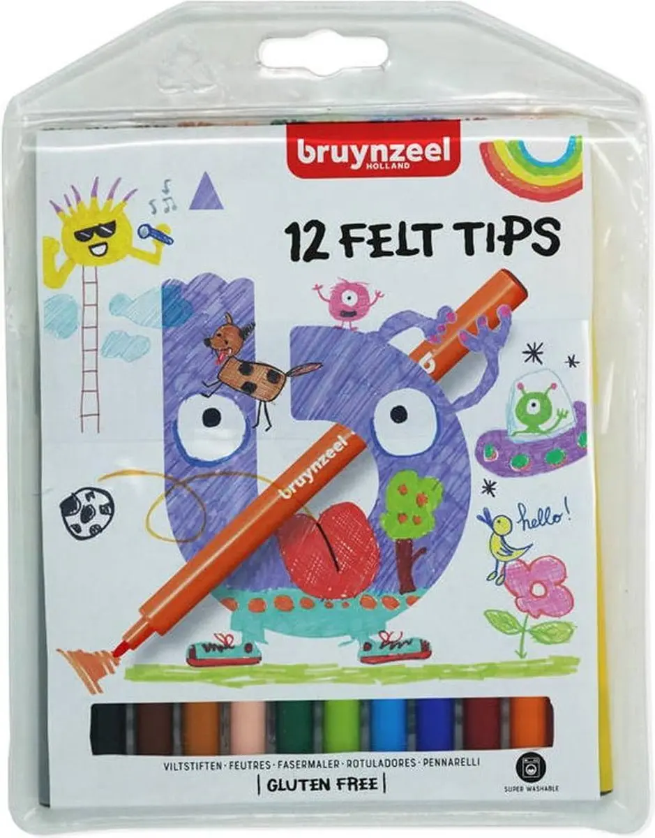 Bruynzeel Kids 12 Viltstiften - Meerkleurig