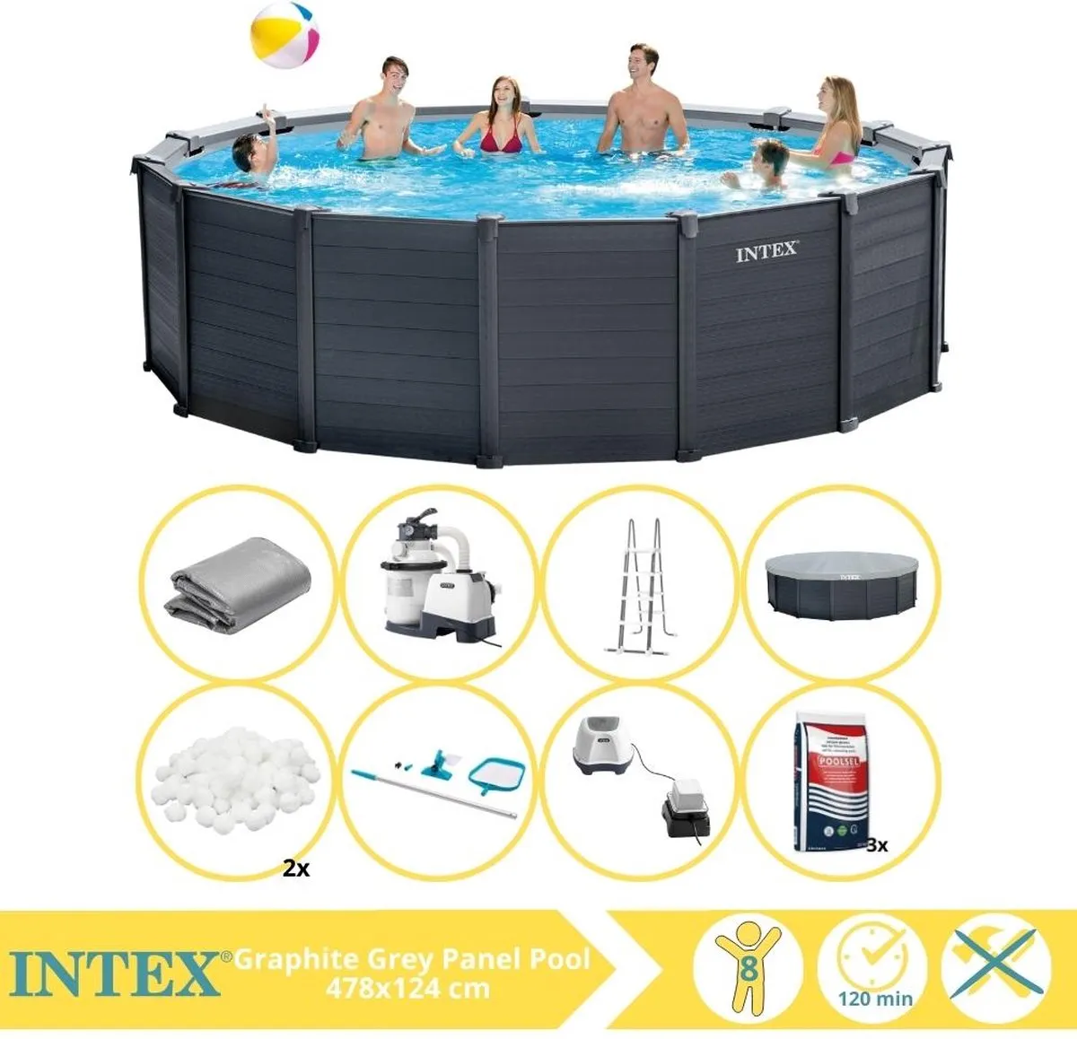 Intex Graphite Gray Panel Zwembad 478x124cm