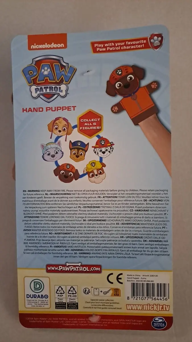 PAW Patrol Handpop Zuma - Bruin/Oranje
