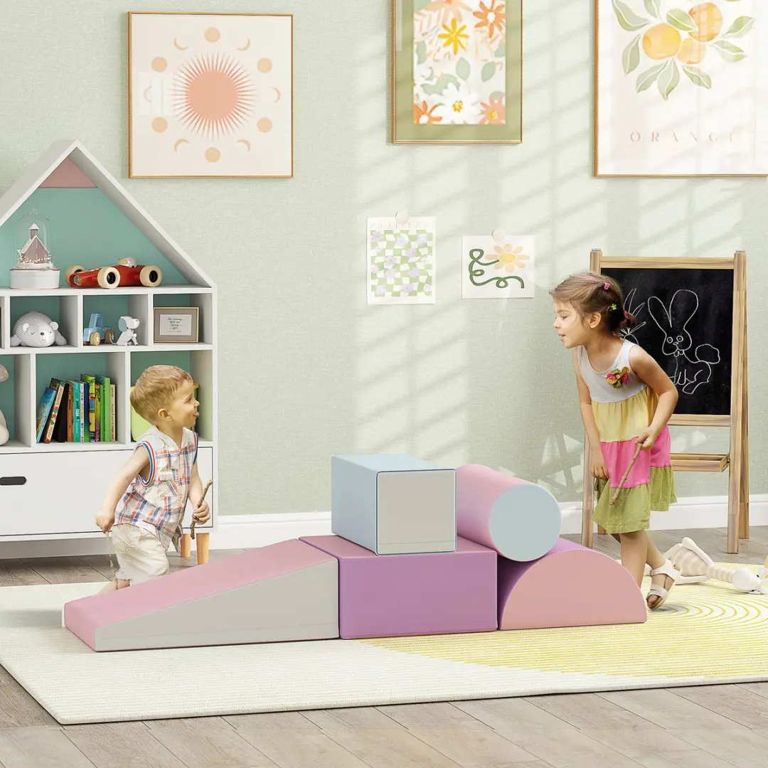 Homcom Speelset Kunstleer - 40,6x40,6x20,3cm - 5-delig - Meerkleurig