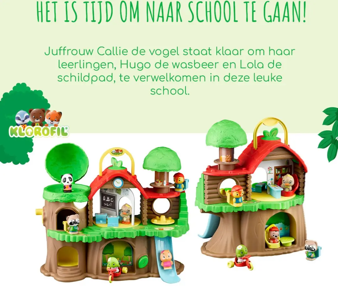 Klorofil De School Speelset Poppenhuis - 13-delig - Interactief